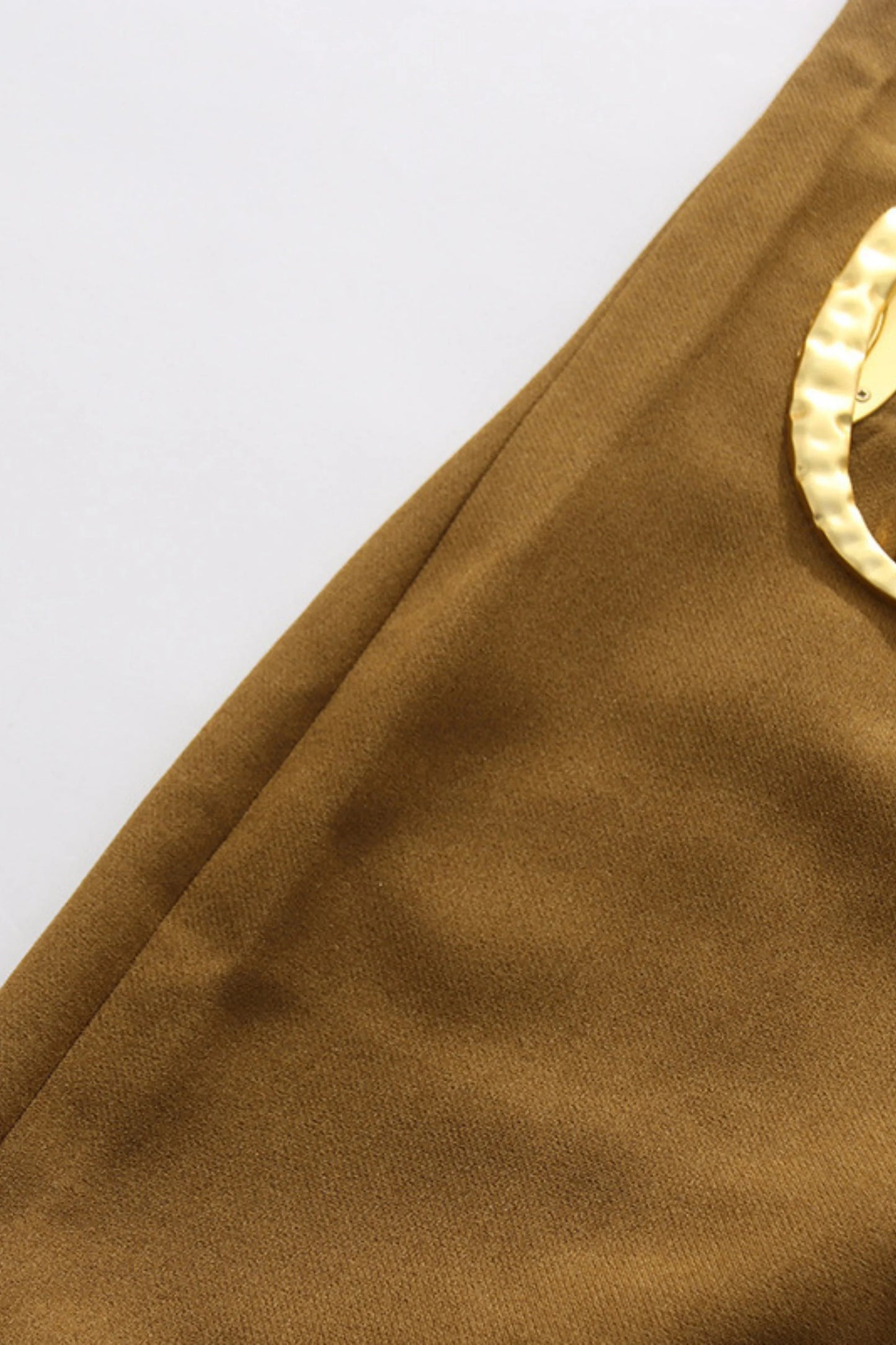Luxe Halter Chain Metal Maxi Dress with Side Slit Brown