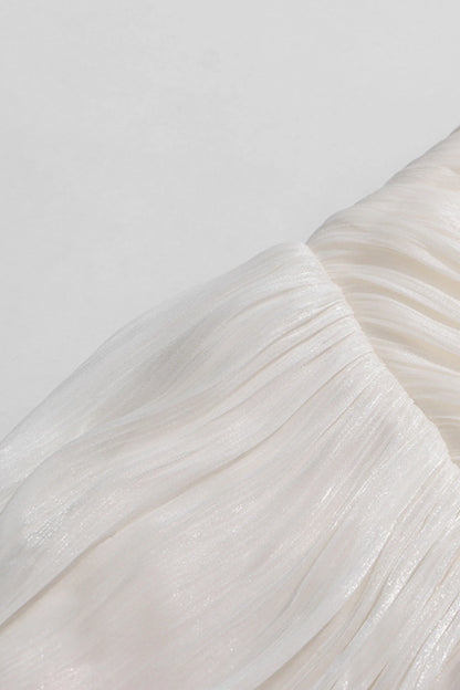 Halter Crop Top and Pleated Skirt Set White
