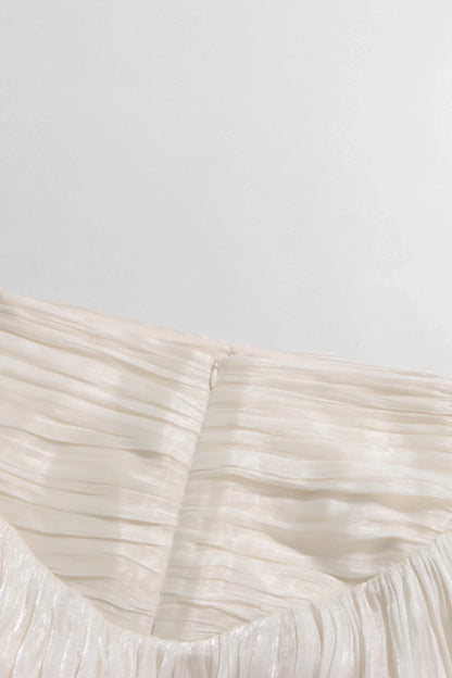 Halter Crop Top and Pleated Skirt Set White