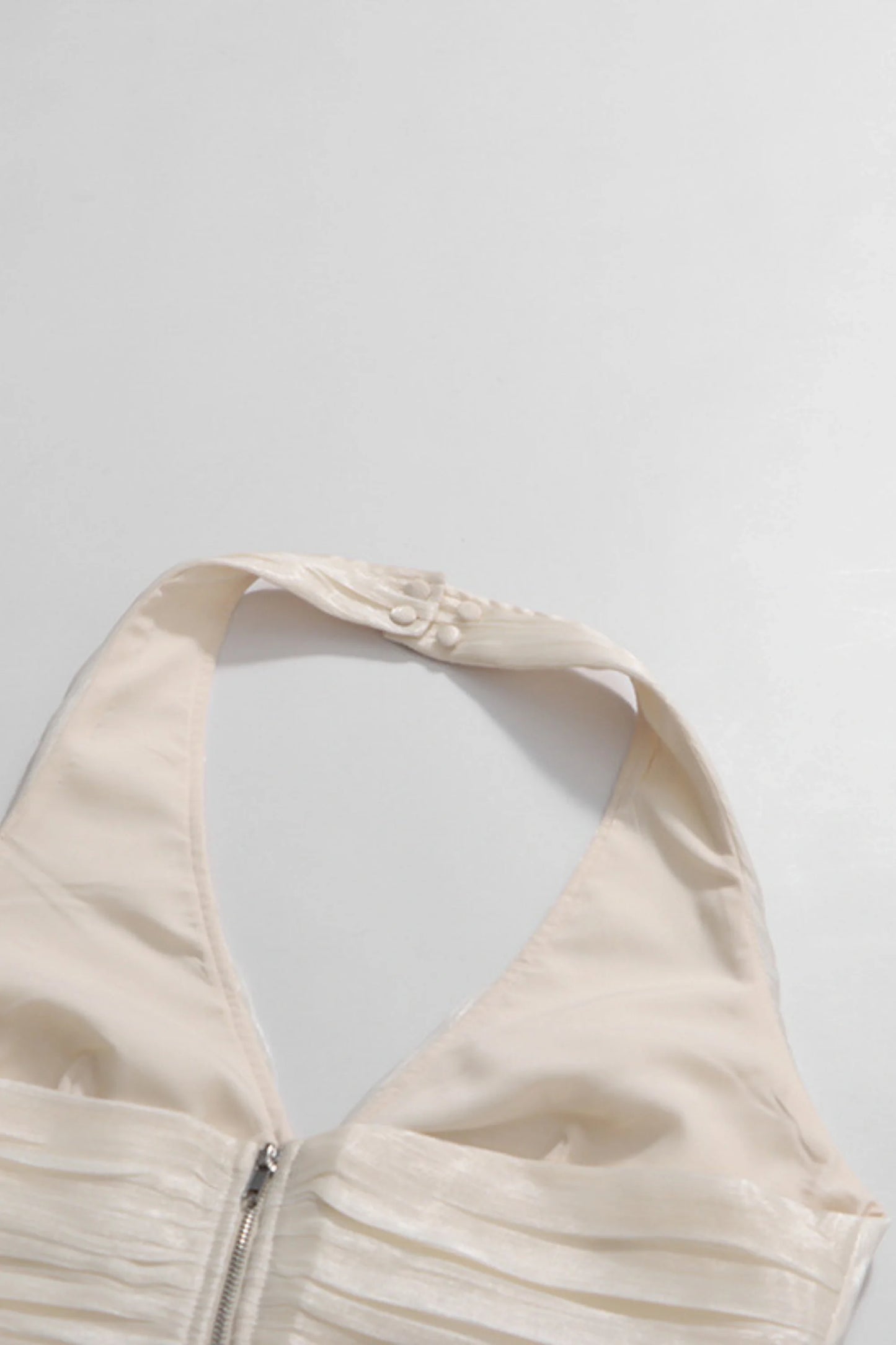 Halter Crop Top and Pleated Skirt Set White
