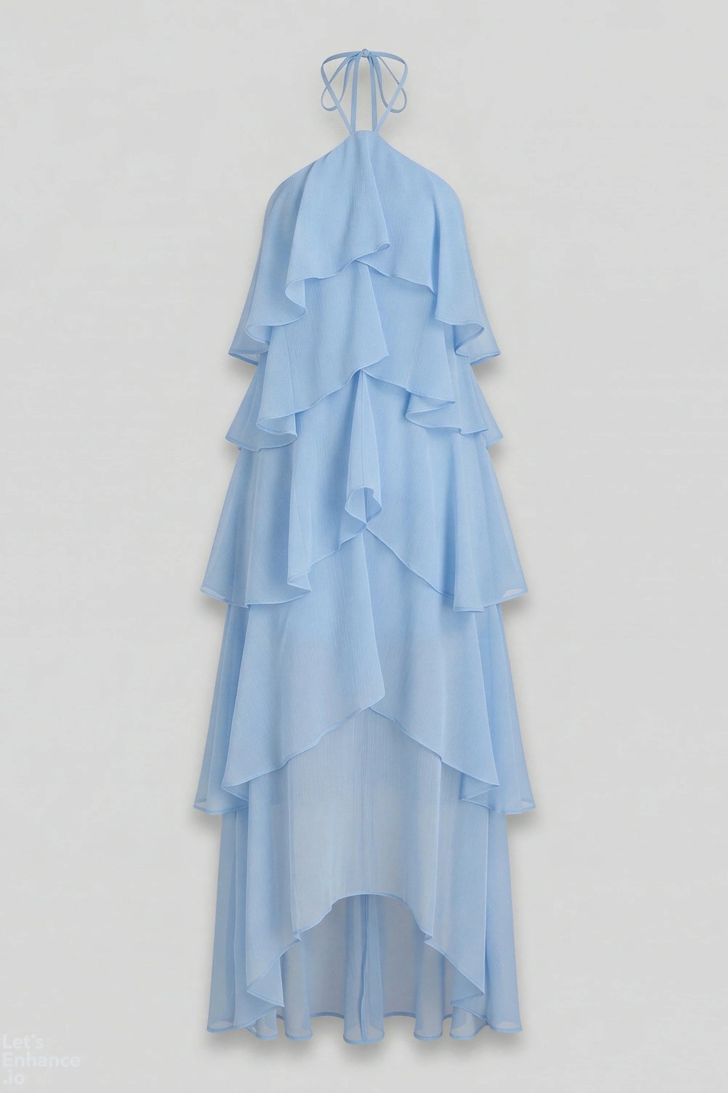 Halter Neck Cake Chiffon Midi Dress Light