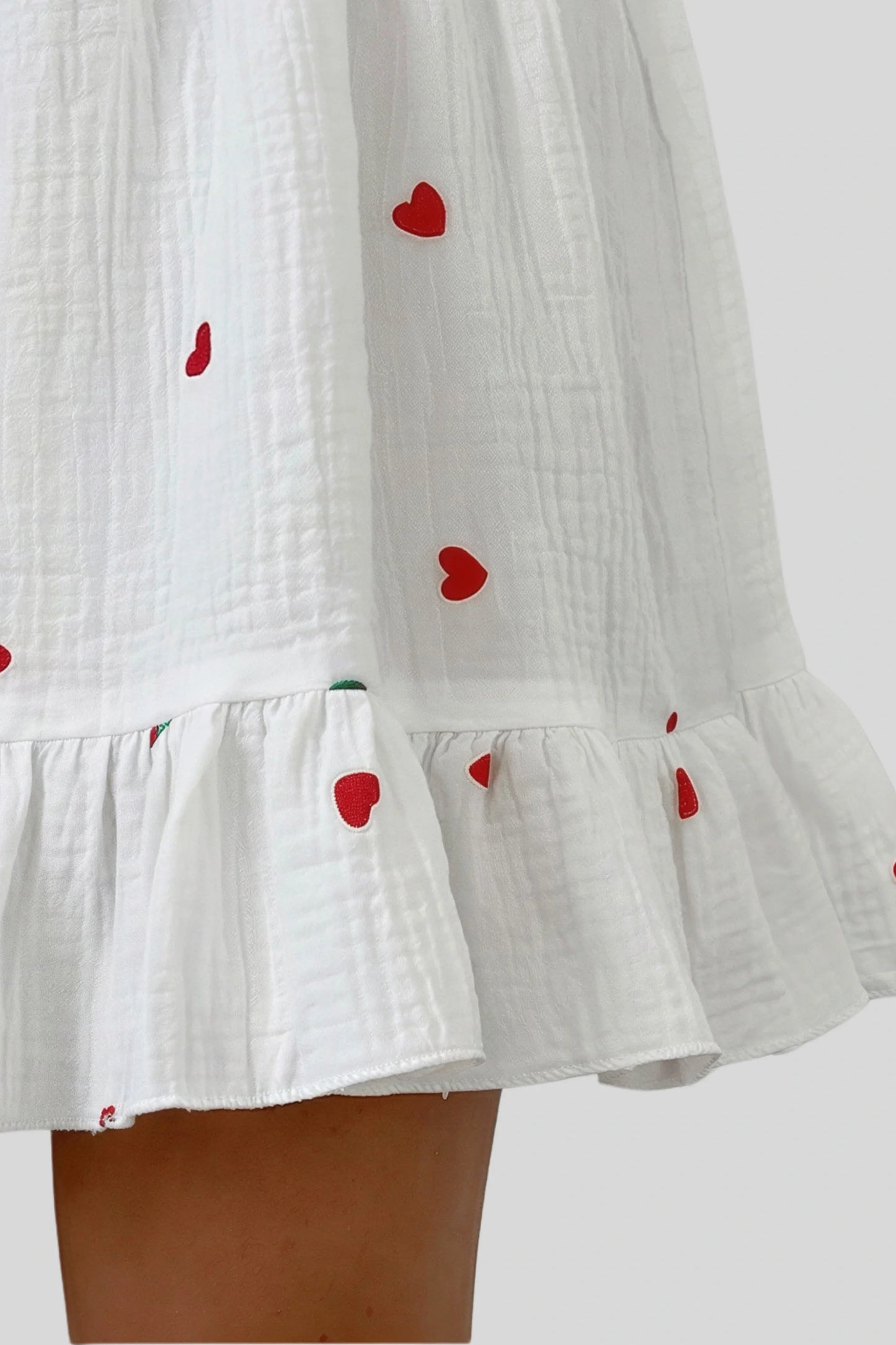 Heart Print Off-Shoulder Mini Dress White