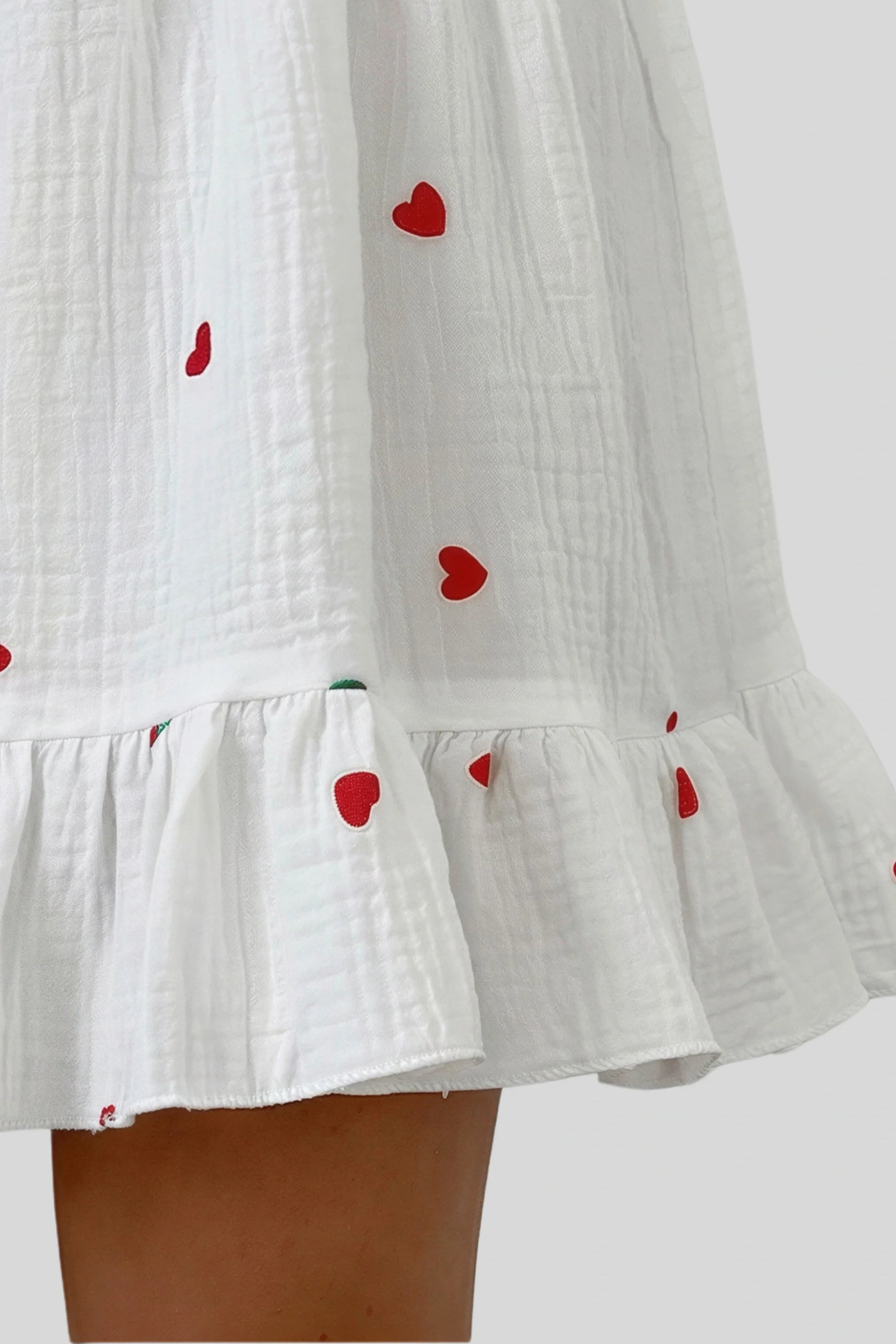 Heart Print Off-Shoulder Mini Dress White