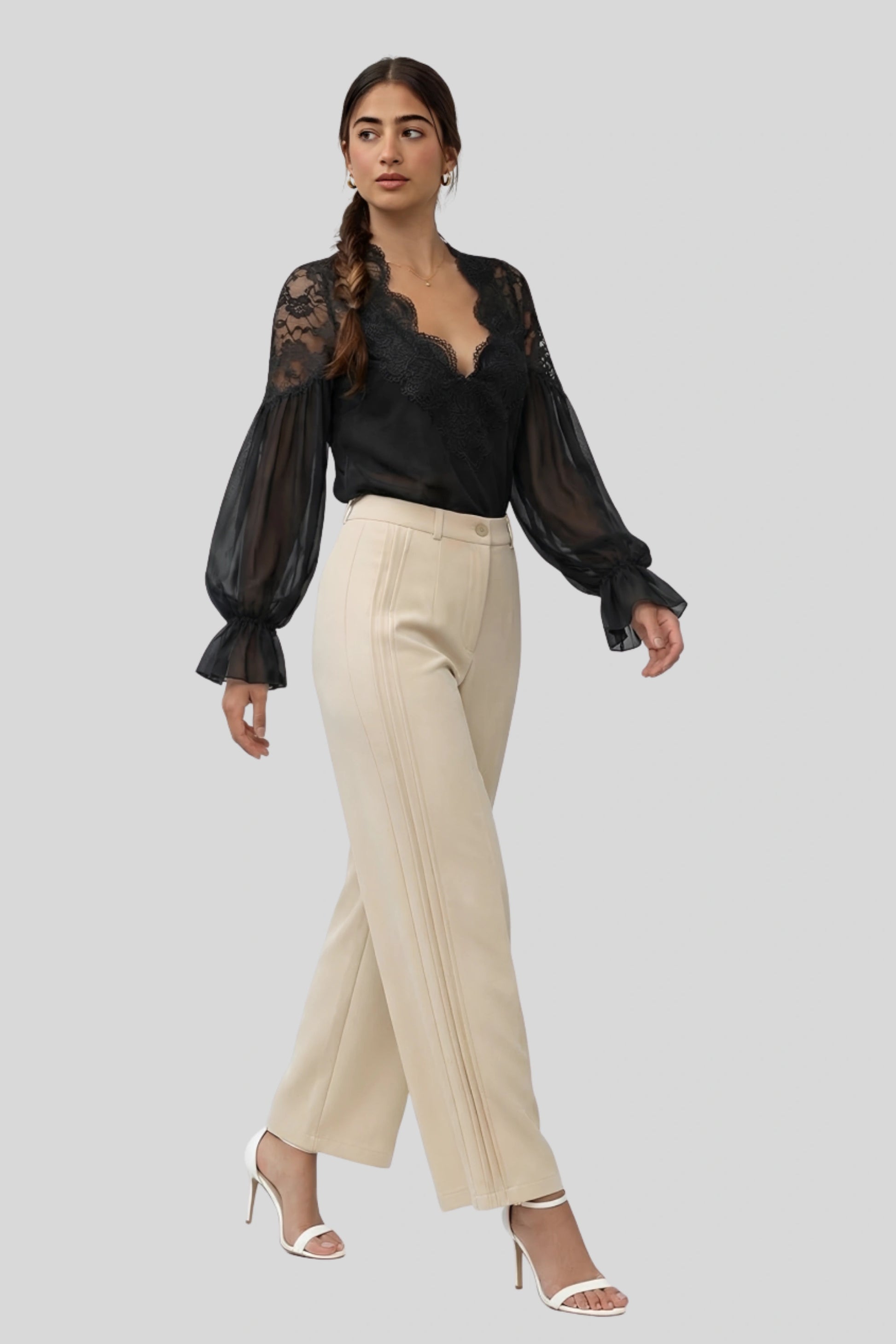 Alzya High-Waist Wide-Leg Elegant Trousers