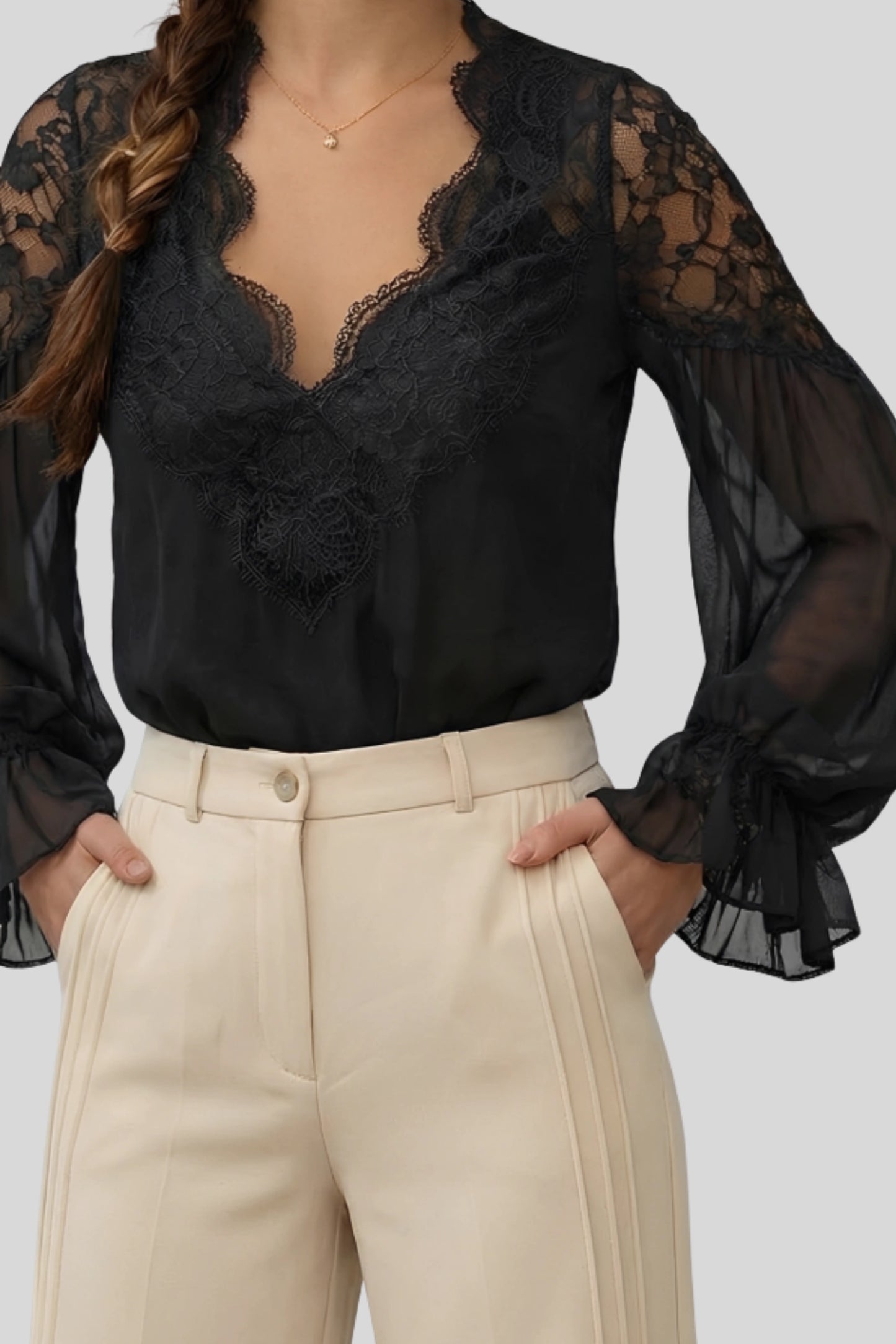 Alzya High-Waist Wide-Leg Elegant Trousers