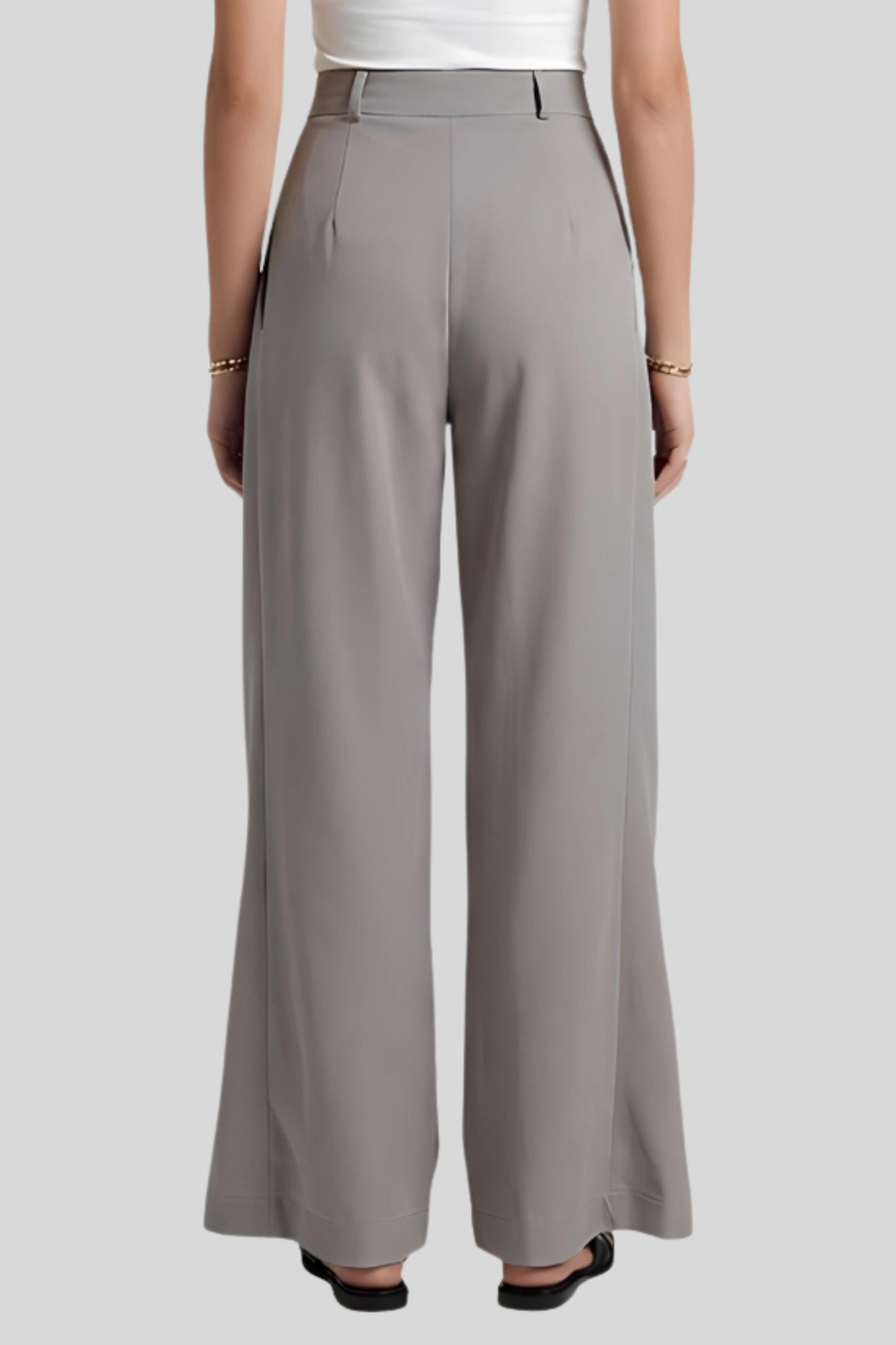High-Waisted Asymmetrical Wide-Leg Pants Color: