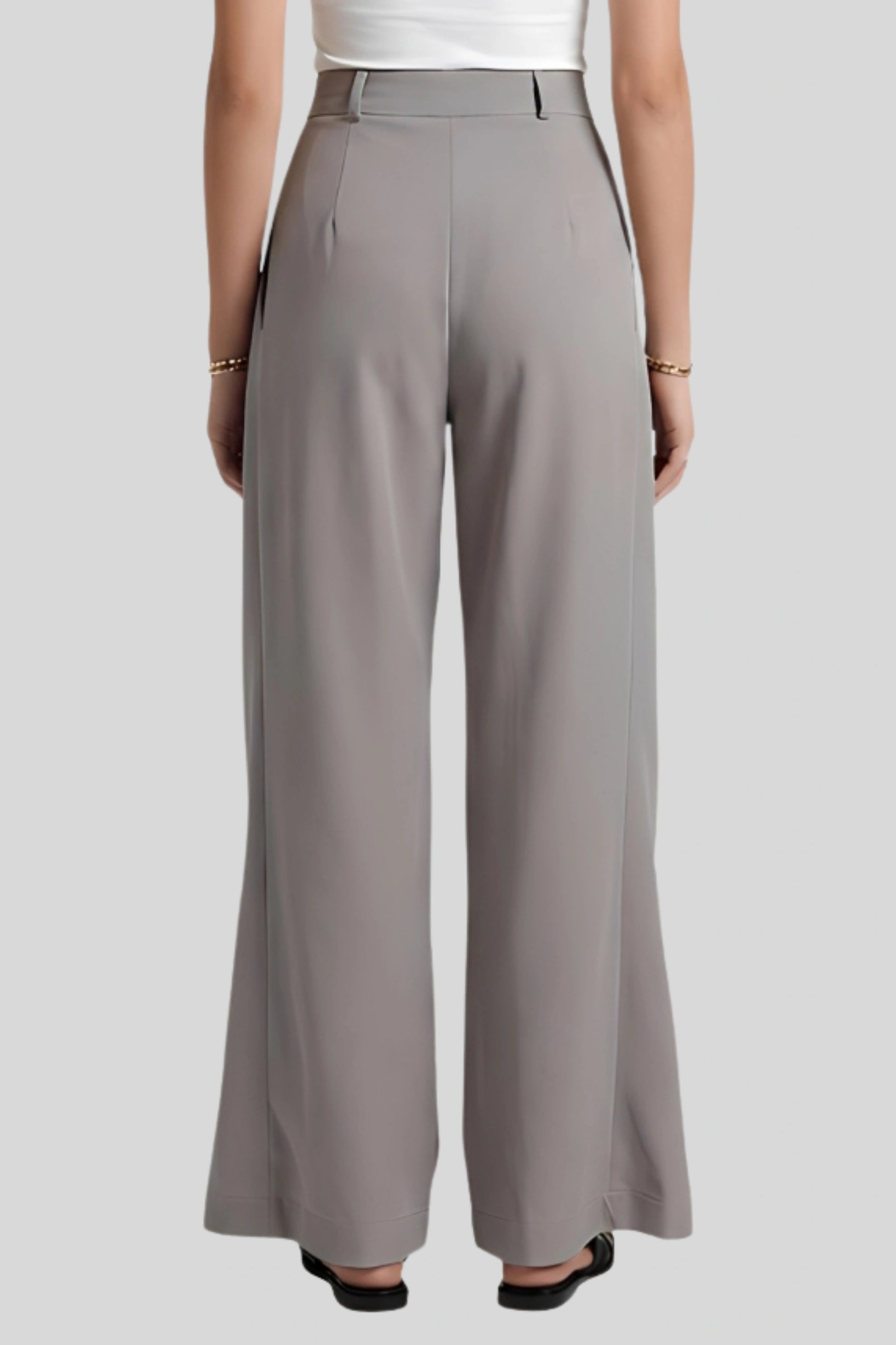High-Waisted Asymmetrical Wide-Leg Pants Color: