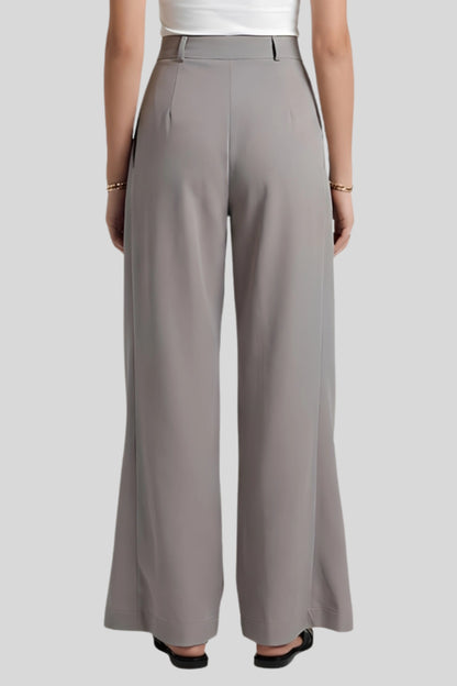 High-Waisted Asymmetrical Wide-Leg Pants Color: