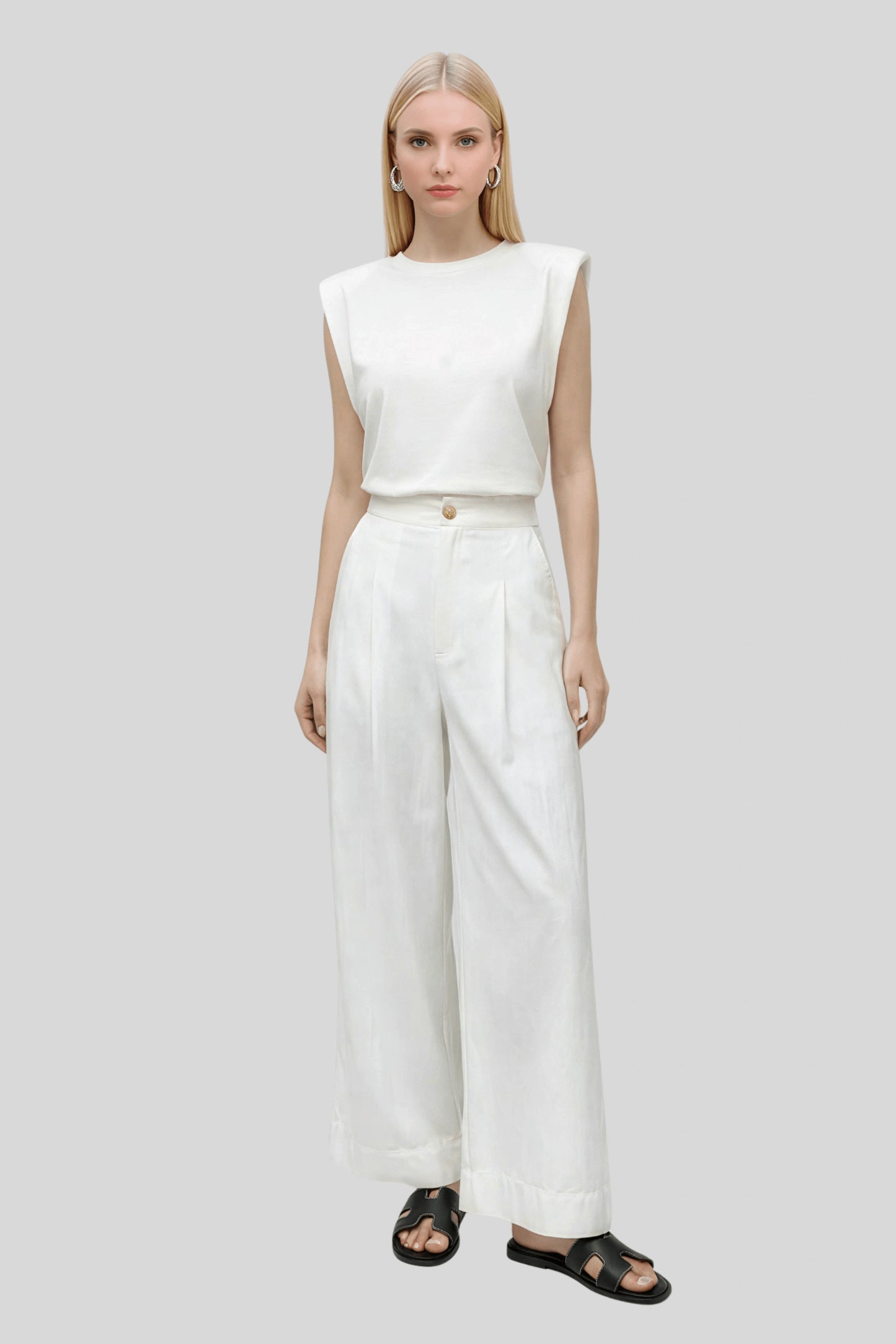 Alzya High-Waisted Wide-Leg Pants Modern Fit_White