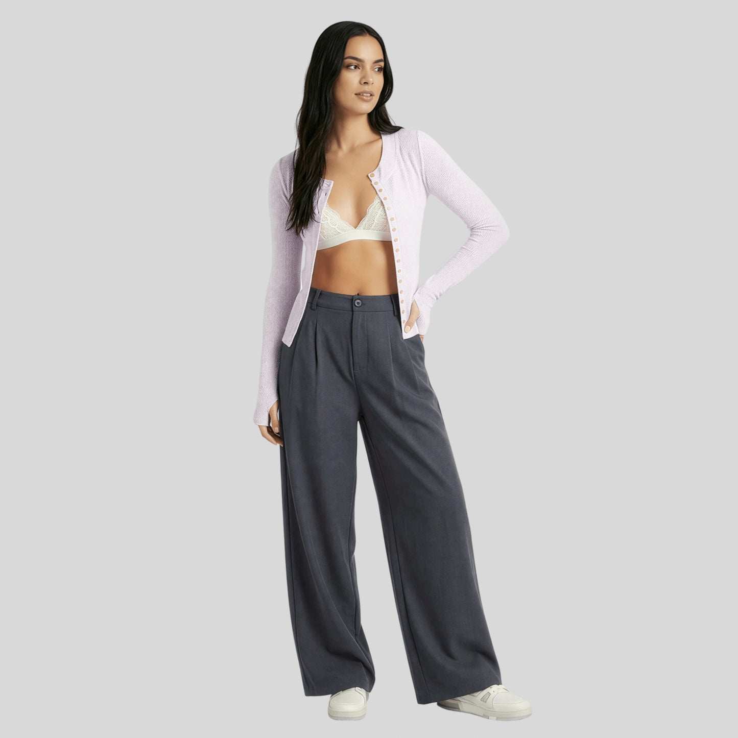 High-Waisted Wide-Leg Tailored Pants