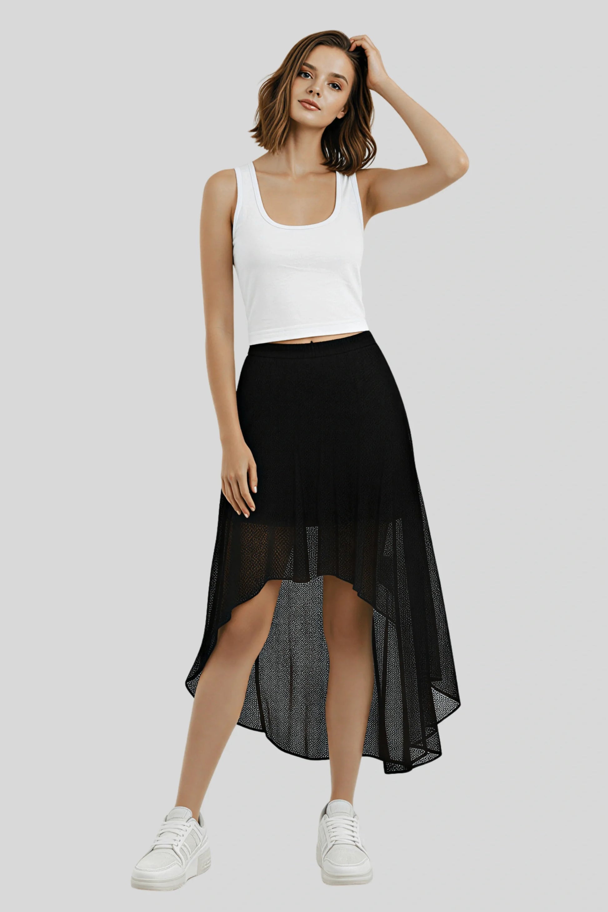 Alzya High-waisted lace pencil skirt with fitted cut