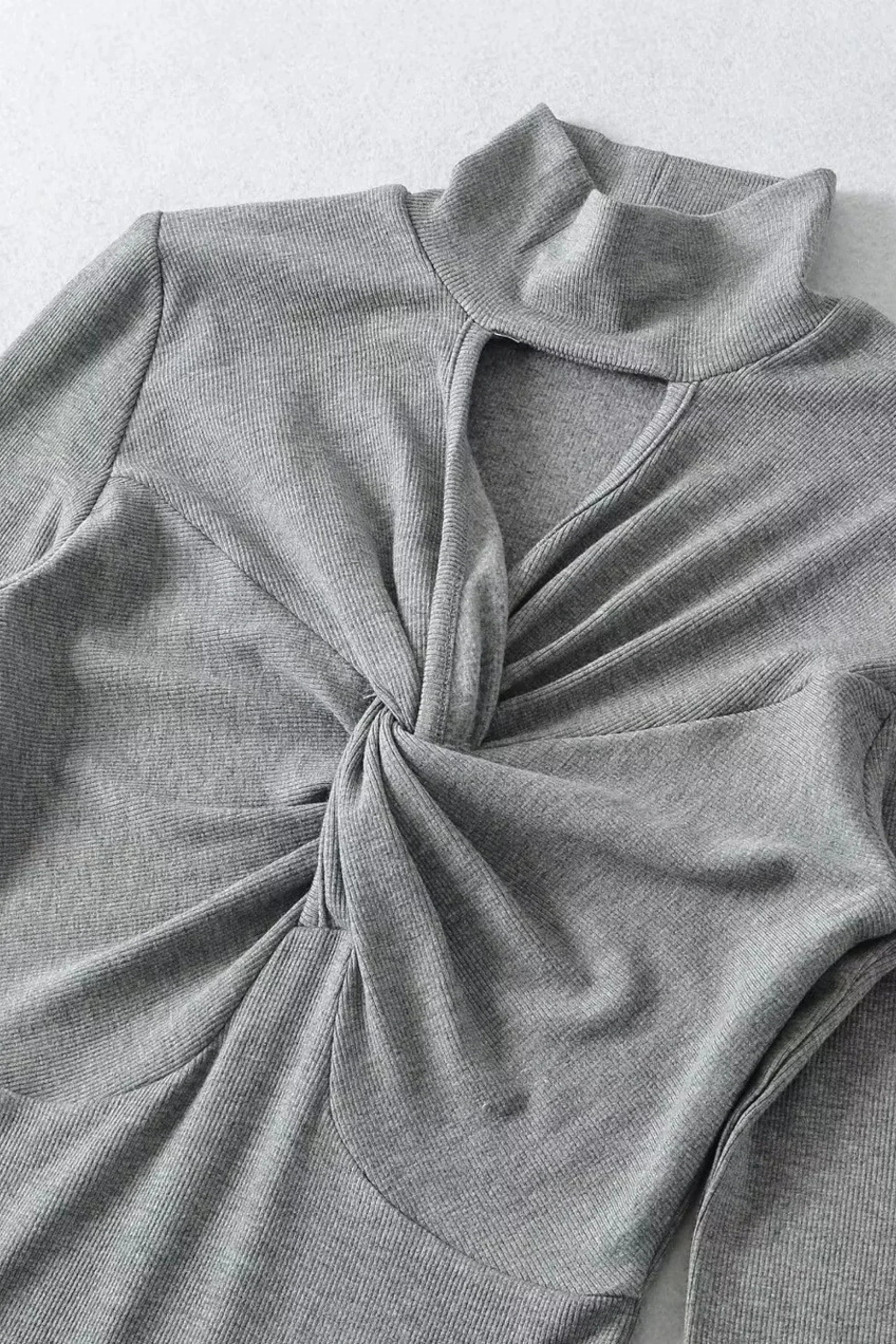 Alzya High Neck Twisted Long Sleeve Bodysuit � Grey