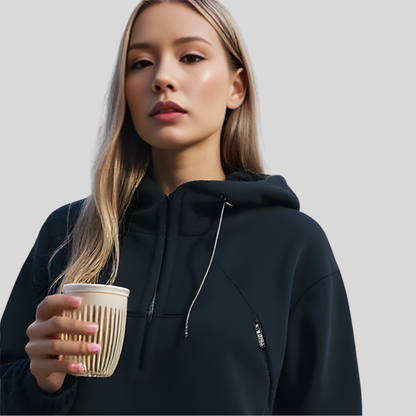 Hooded Half Zip Fleece Pullover