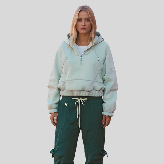 Hooded Half Zip Fleece Pullover