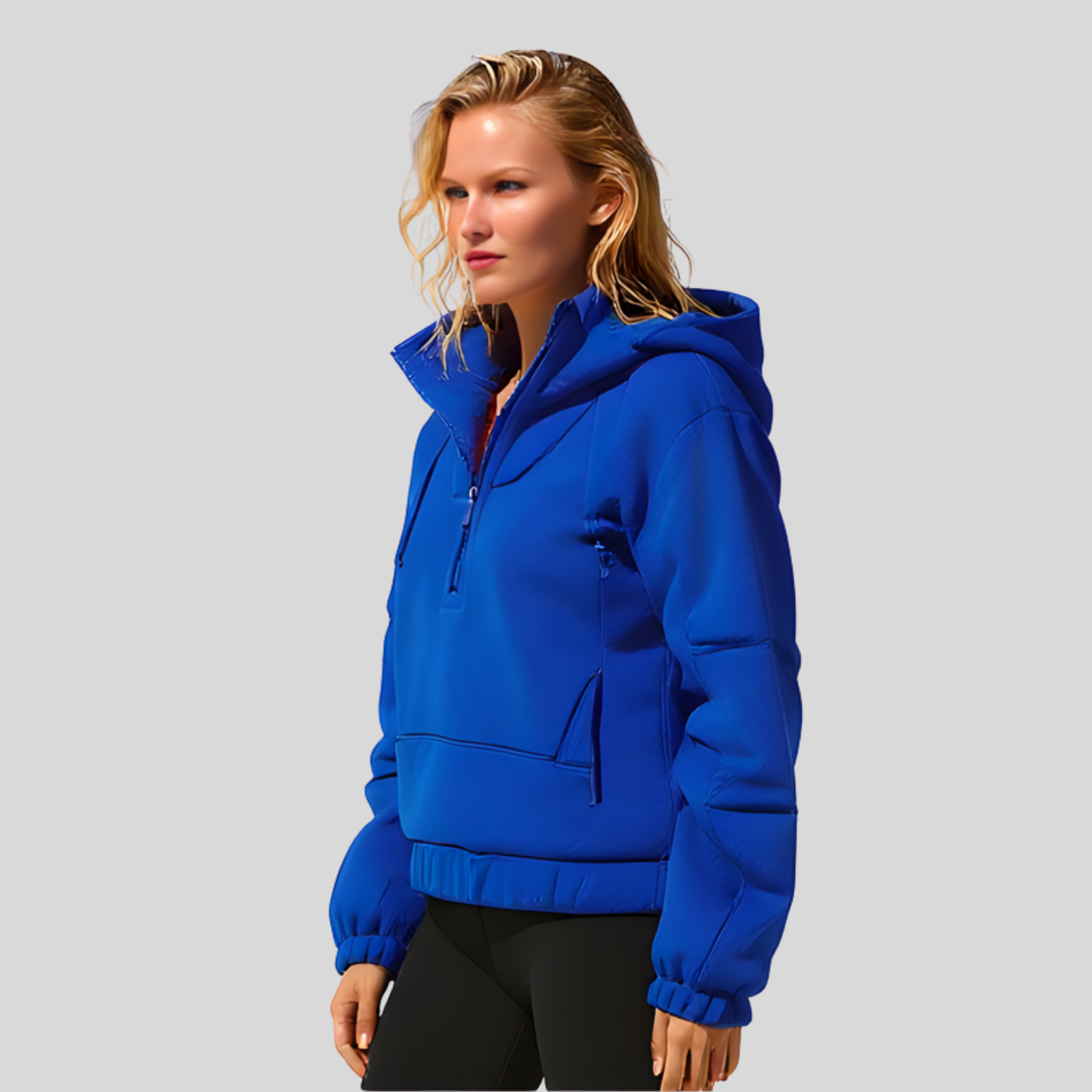 Hooded Half Zip Fleece Pullover