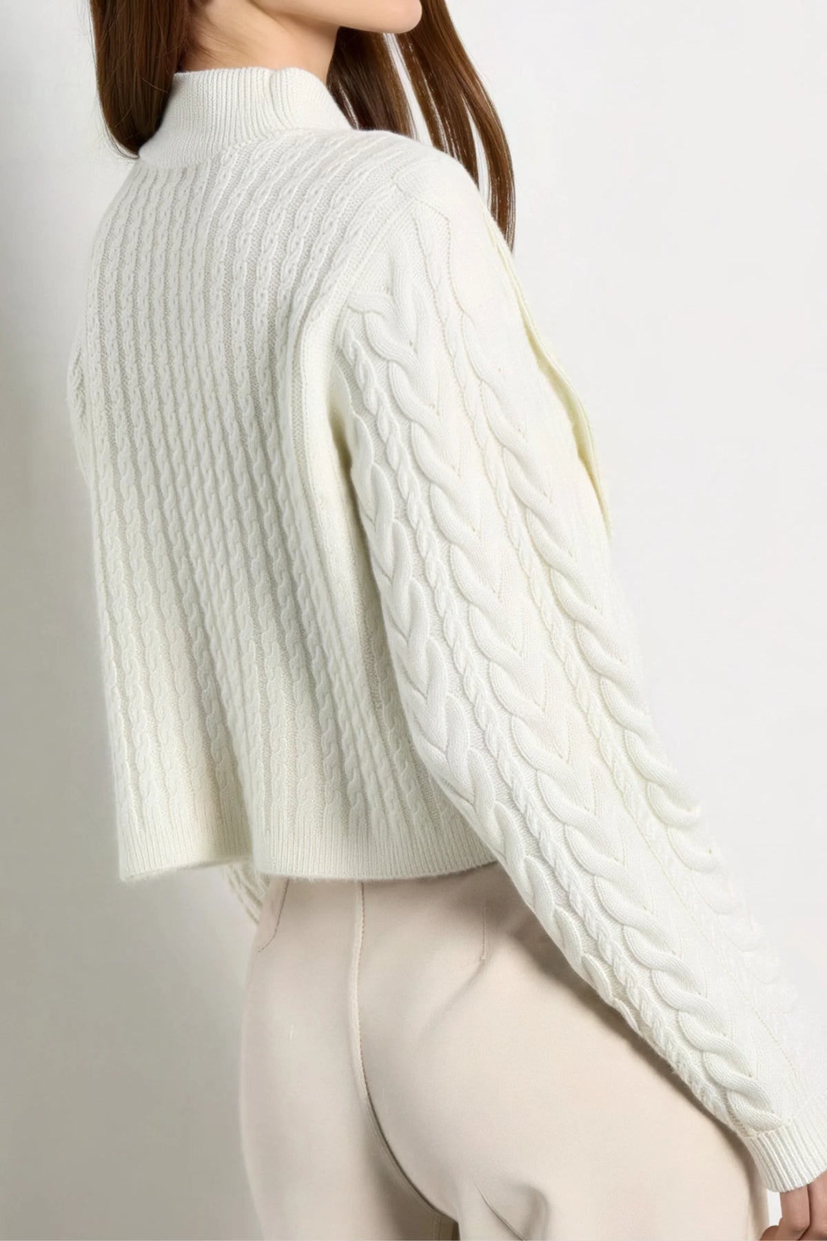 Ivory Cable Knit Wrap Sweater Ivory