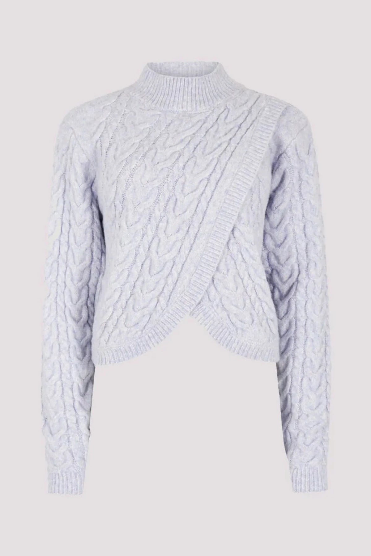 Ivory Cable Knit Wrap Sweater  blue