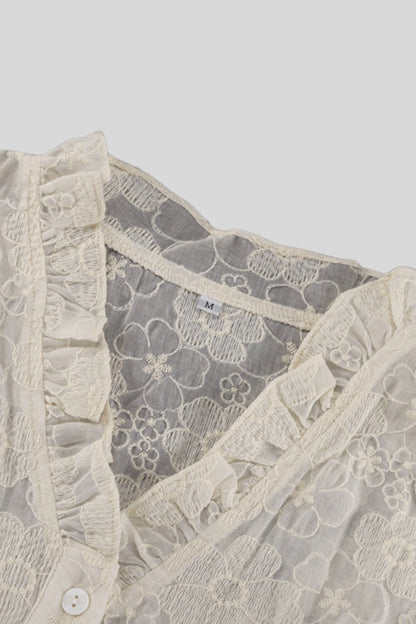 Jacquard Puff Sleeve Shirt Dress Color:
