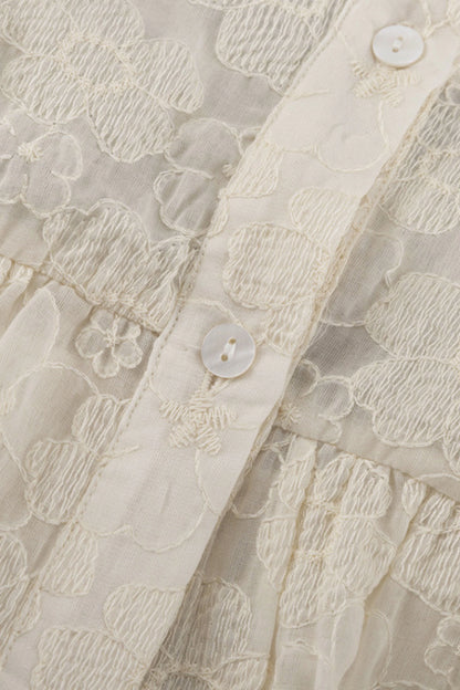 Jacquard Puff Sleeve Shirt Dress Color: