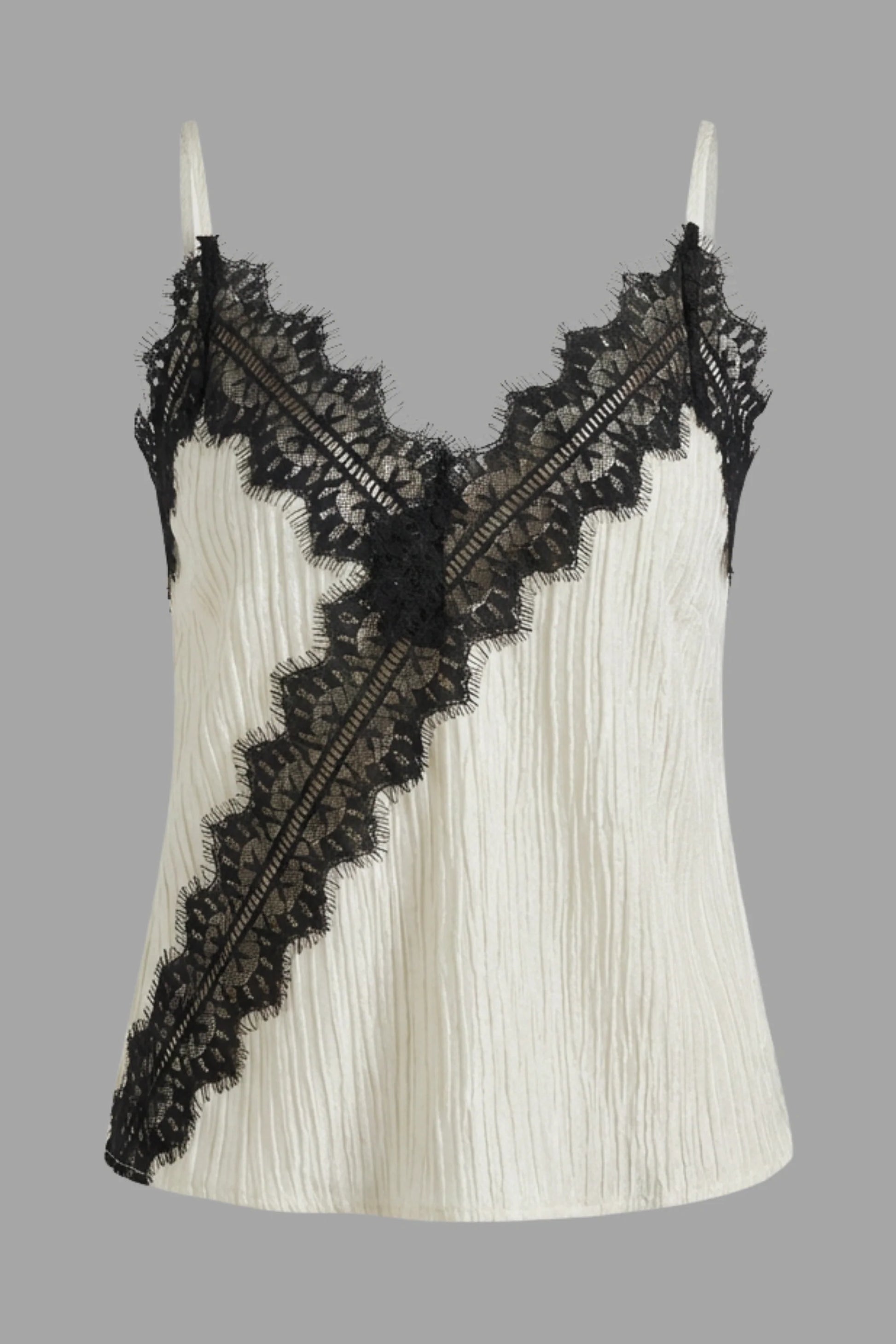 Lace contrast fitted camisole top White