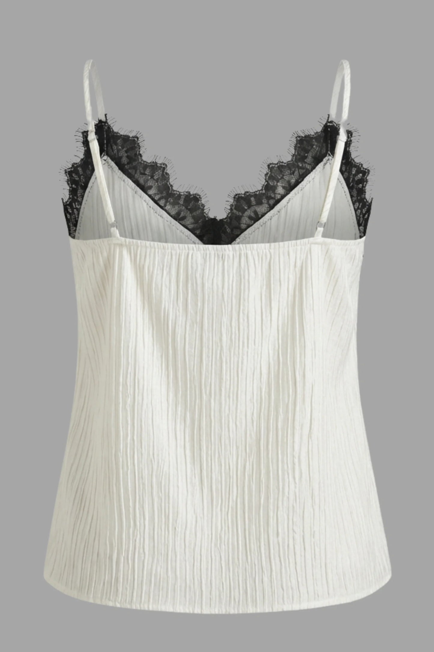 Lace contrast fitted camisole top White