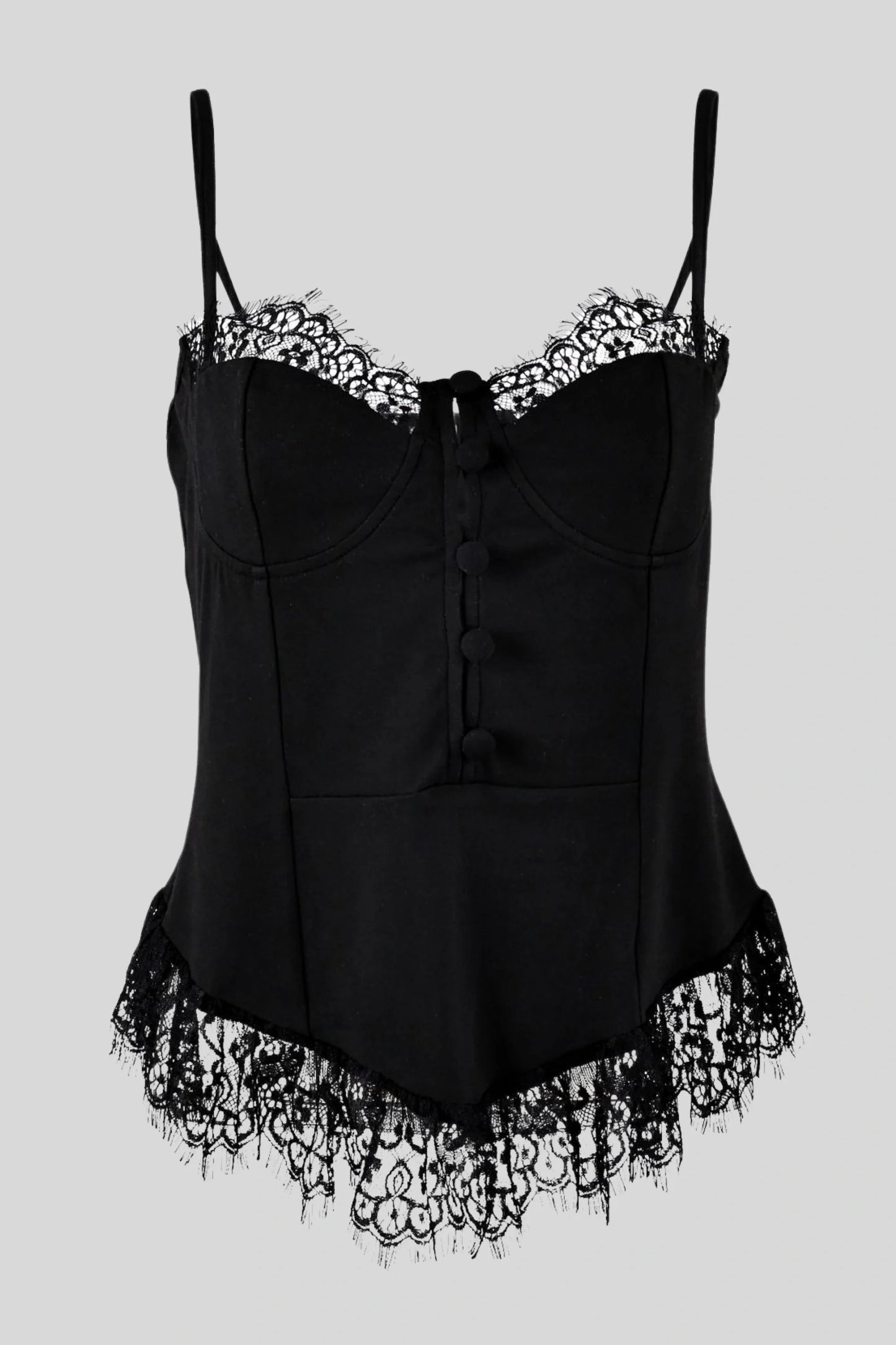 Lace trim fitted cropped camisole Black