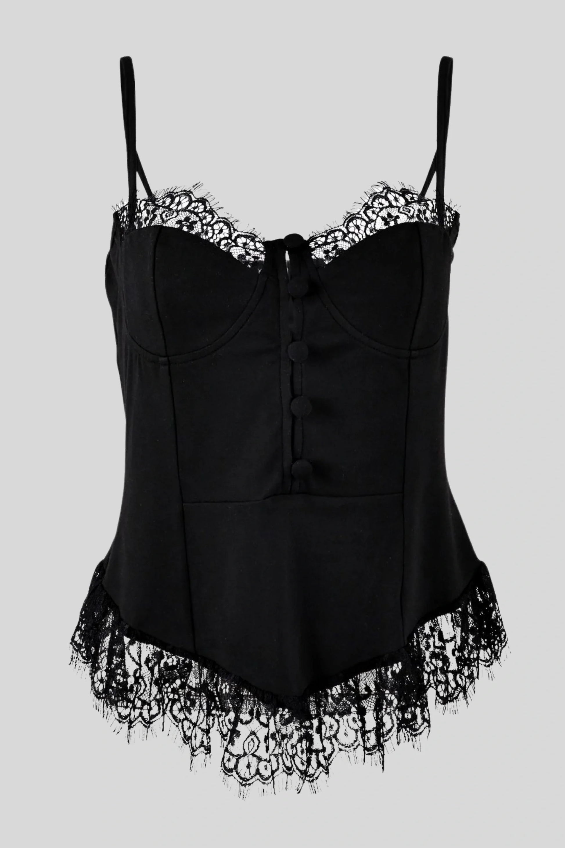 Lace trim fitted cropped camisole Black