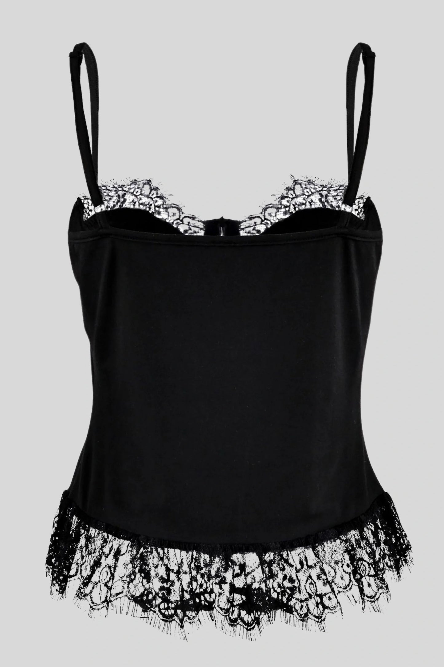 Lace trim fitted cropped camisole Black