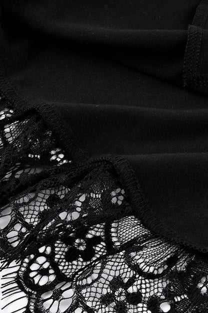 Lace trim fitted cropped camisole Black