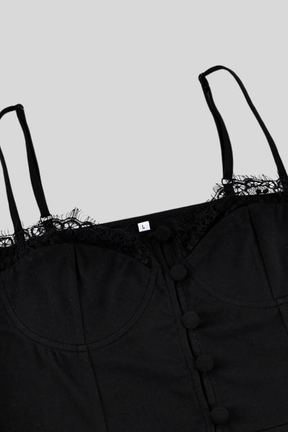 Lace trim fitted cropped camisole Black