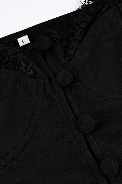 Lace trim fitted cropped camisole Black