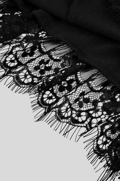 Lace trim fitted cropped camisole Black