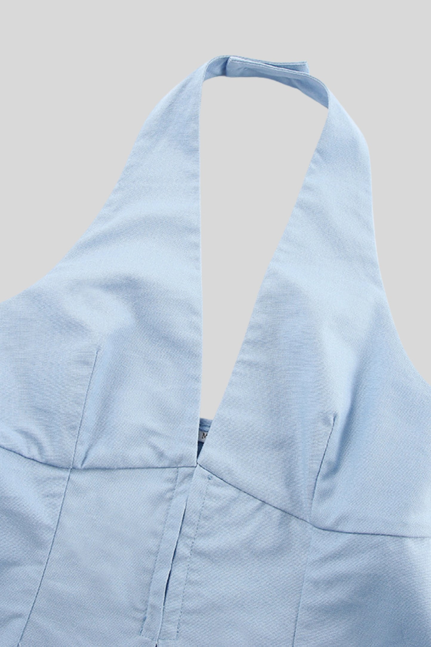 Light Blue Linen Halter Pants Set