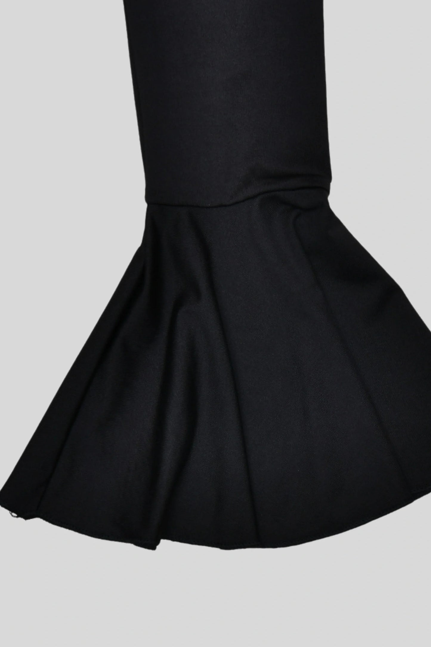 Long Bell Sleeve Button Slit Dress Black