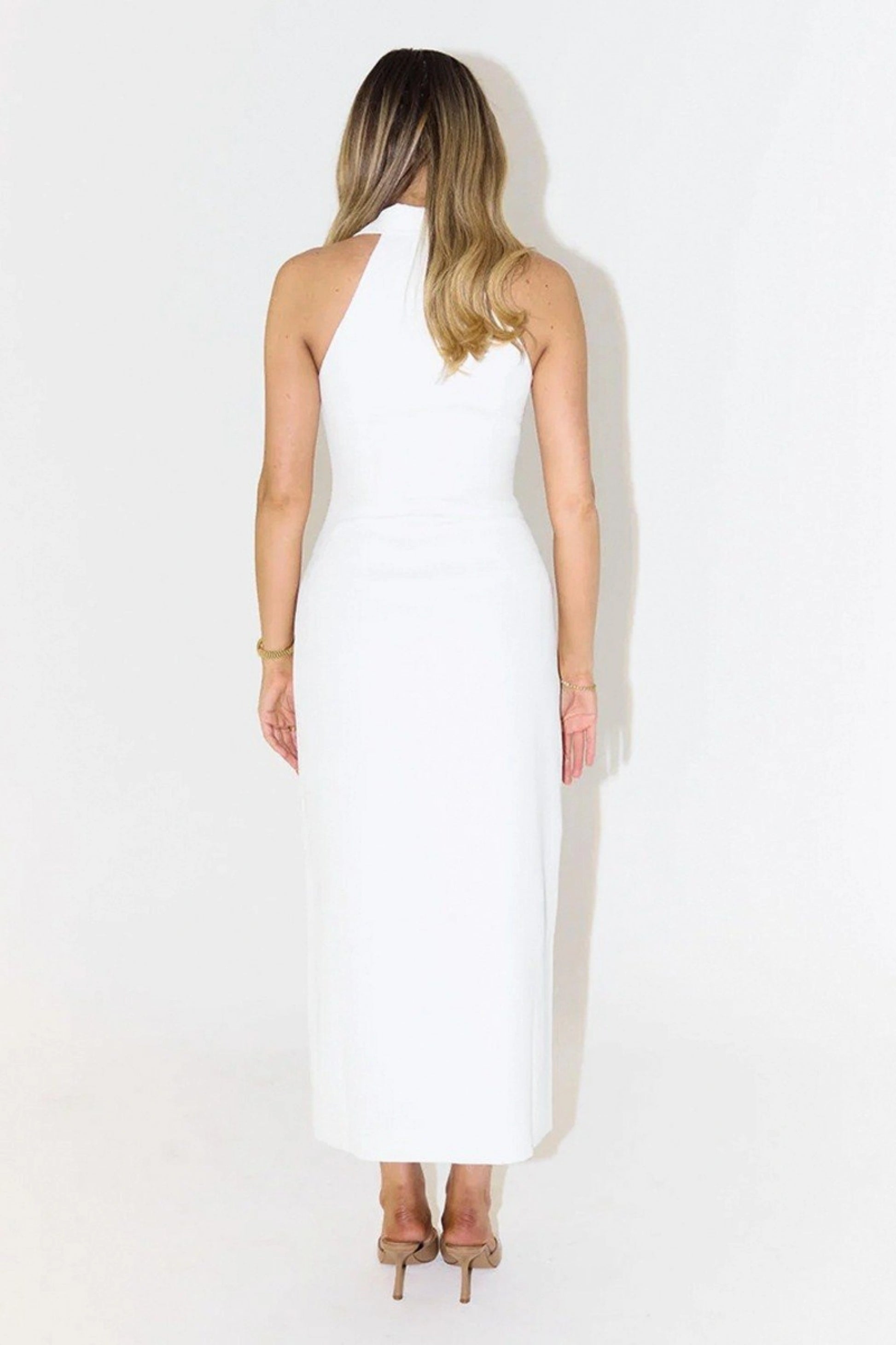 Alzya Lyzia Halter Neck Backless Cotton Dress (11) White