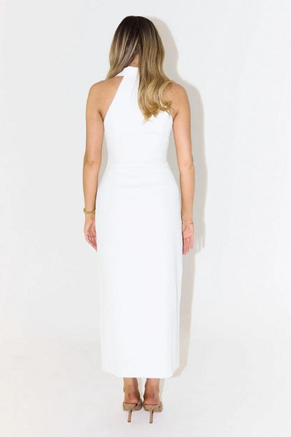 Alzya Lyzia Halter Neck Backless Cotton Dress (11) White