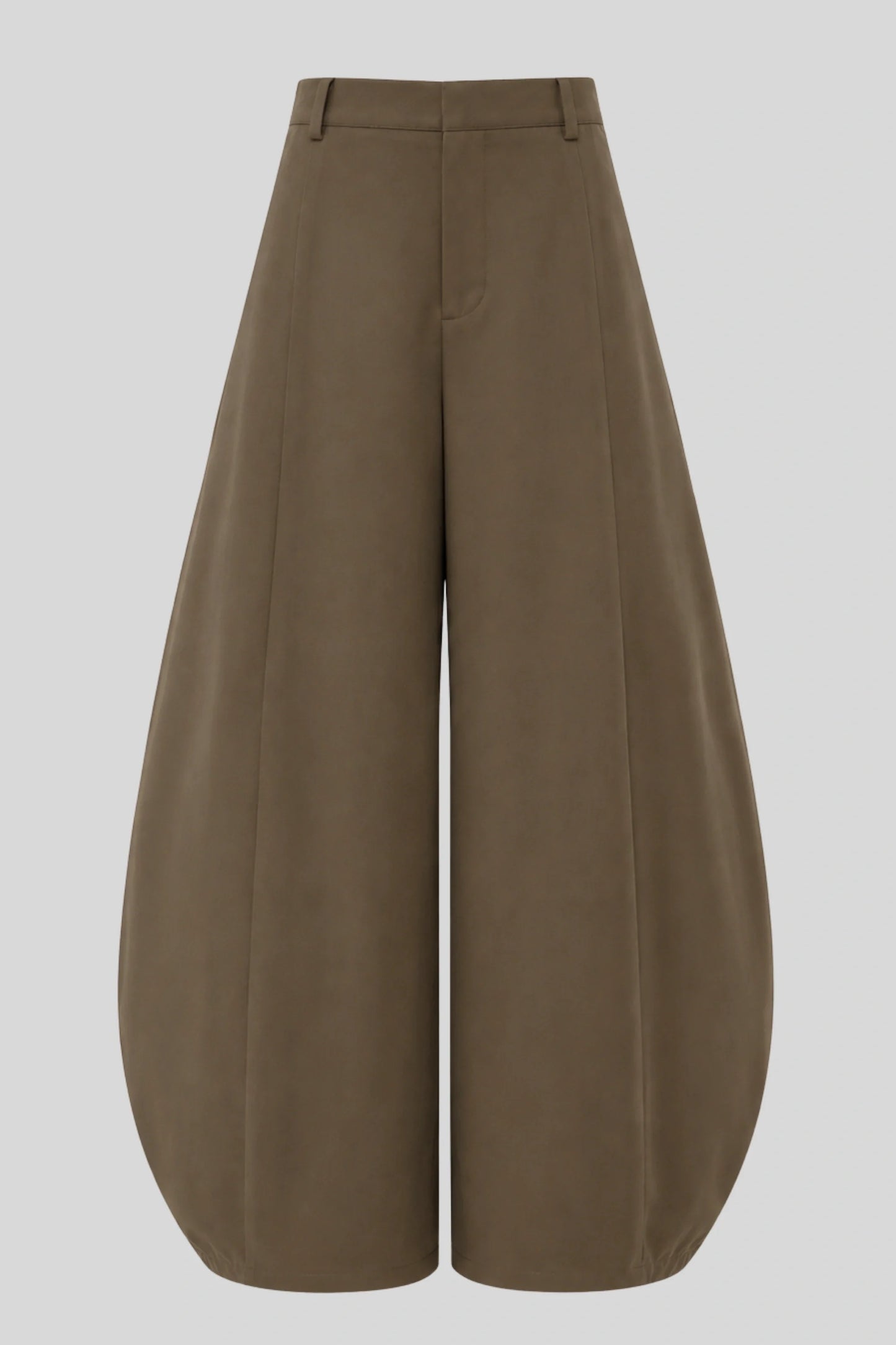 High-Waisted Pleated Balloon Wide-Leg Pants – Brown Brown