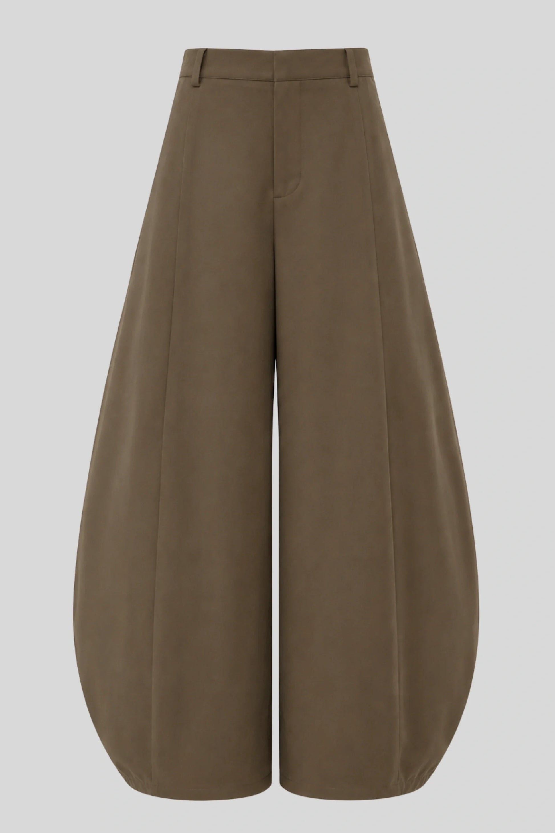 High-Waisted Pleated Balloon Wide-Leg Pants – Brown Brown