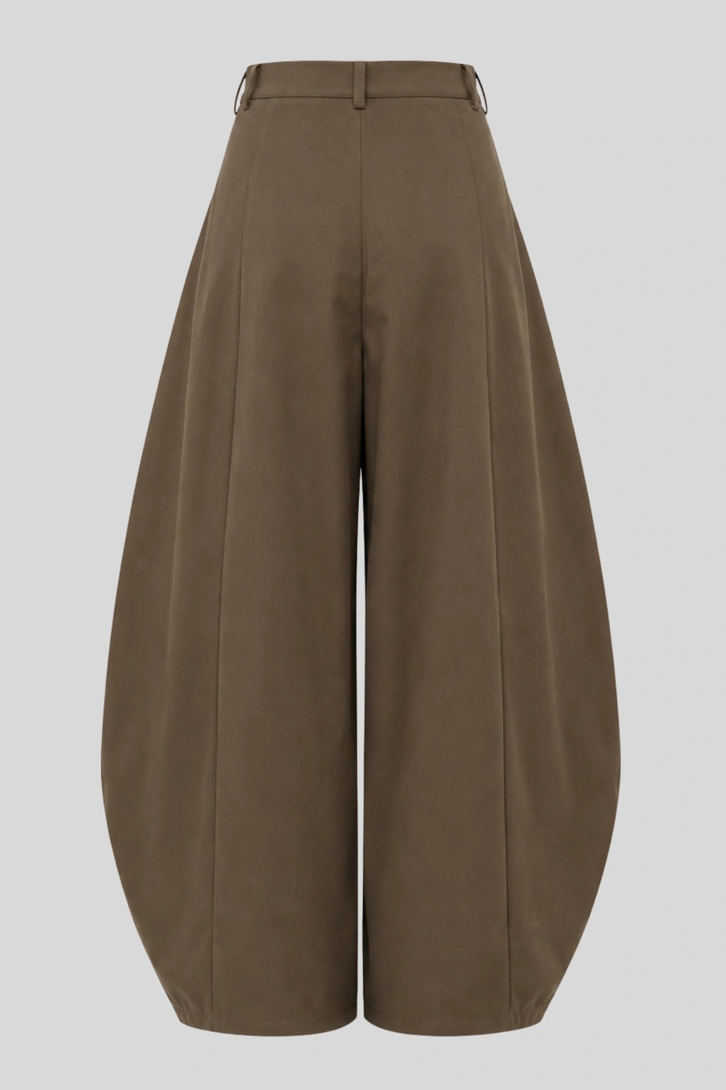 High-Waisted Pleated Balloon Wide-Leg Pants – Brown Brown