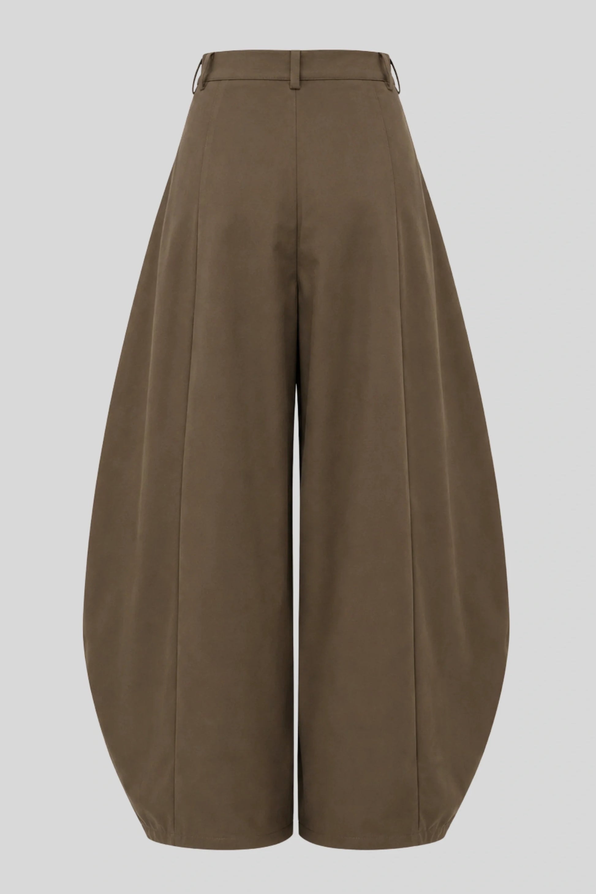 High-Waisted Pleated Balloon Wide-Leg Pants – Brown Brown