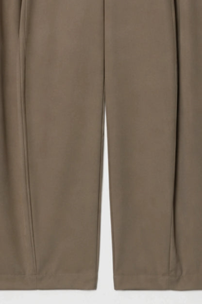 High-Waisted Pleated Balloon Wide-Leg Pants – Brown Brown