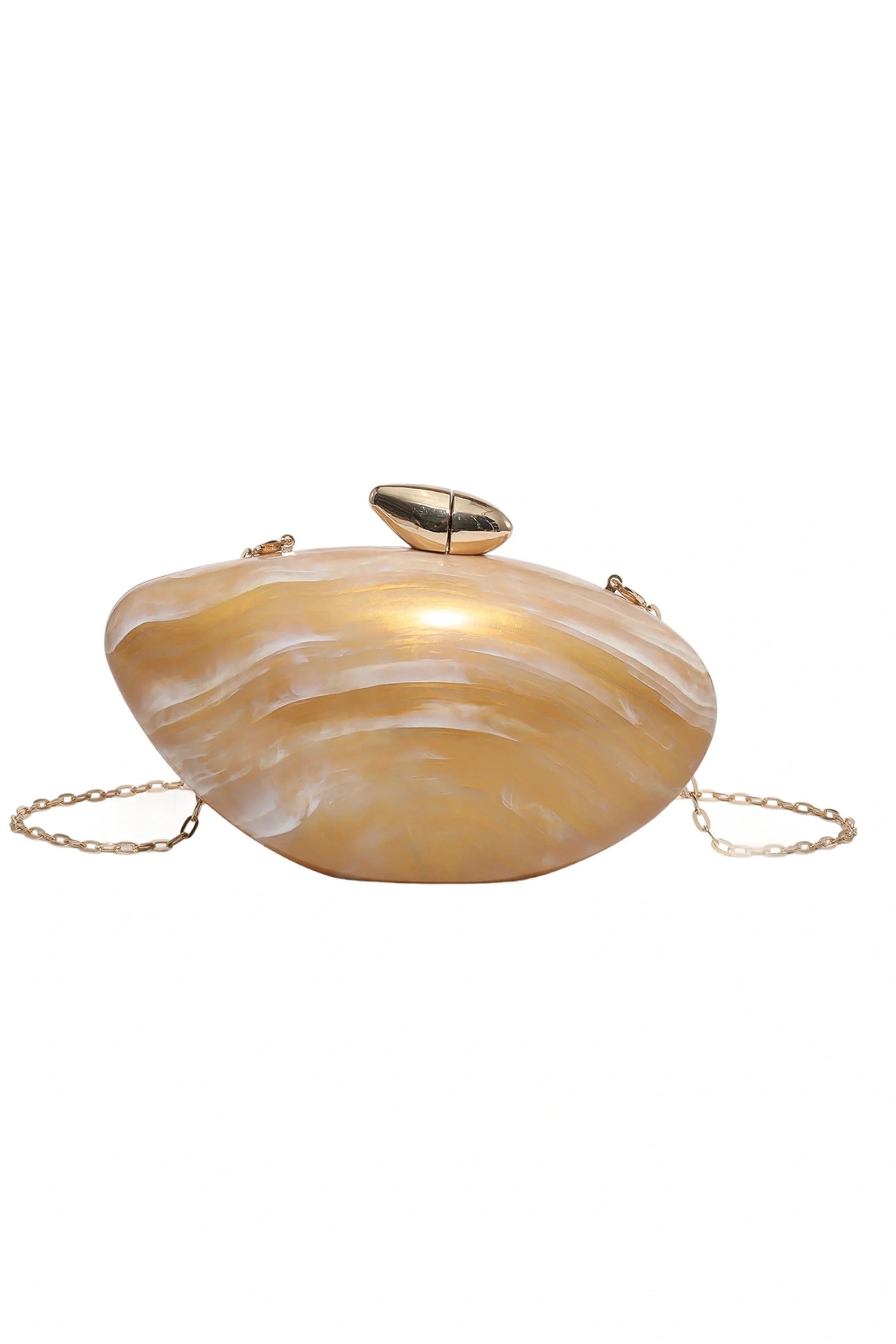 Marble Acrylic Oval Egg Clutch Crossbody Bag Gold
