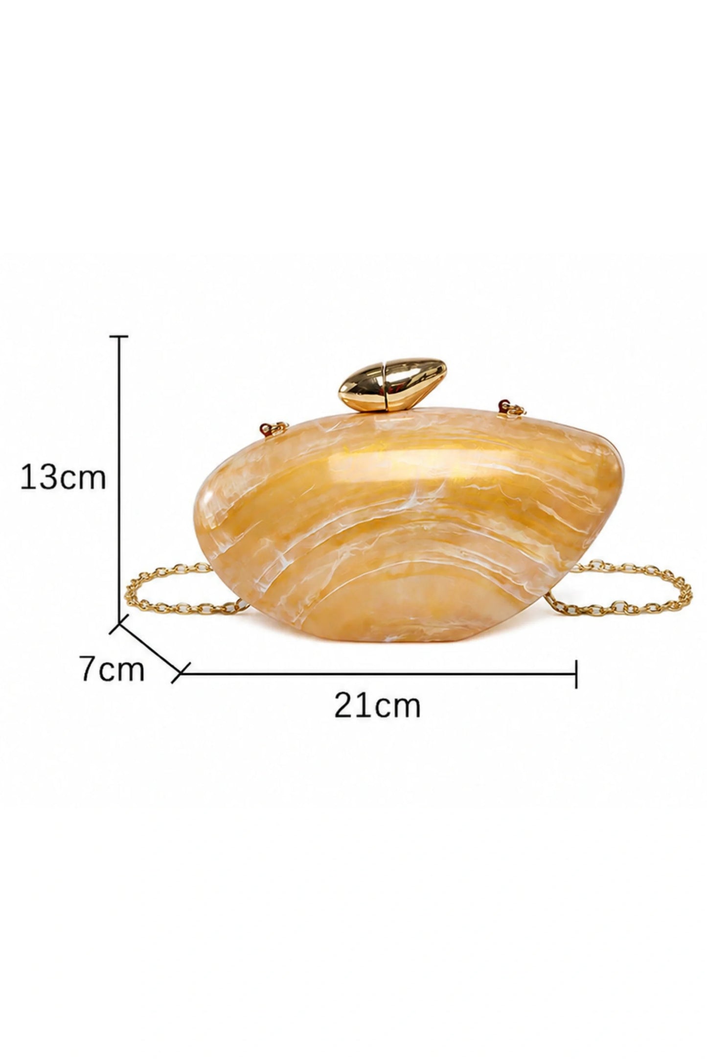 Marble Acrylic Oval Egg Clutch Crossbody Bag Gold
