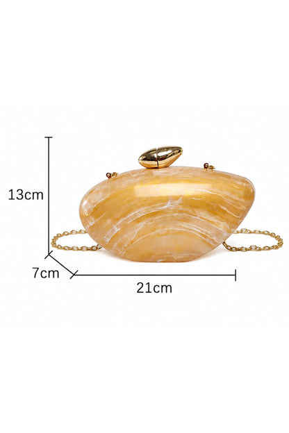 Marble Acrylic Oval Egg Clutch Crossbody Bag Gold