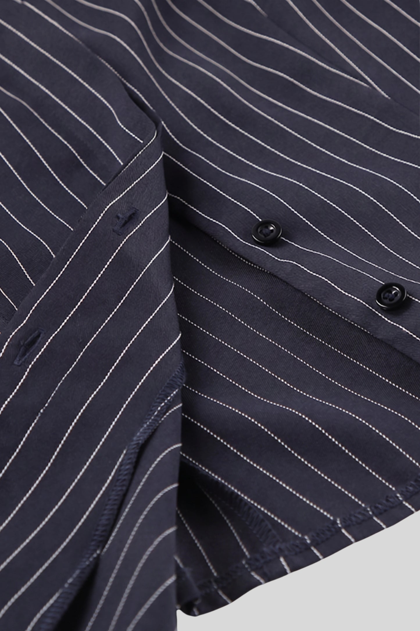 Alzya Navy Striped Blazer and Mini Skirt Set Navy Blue