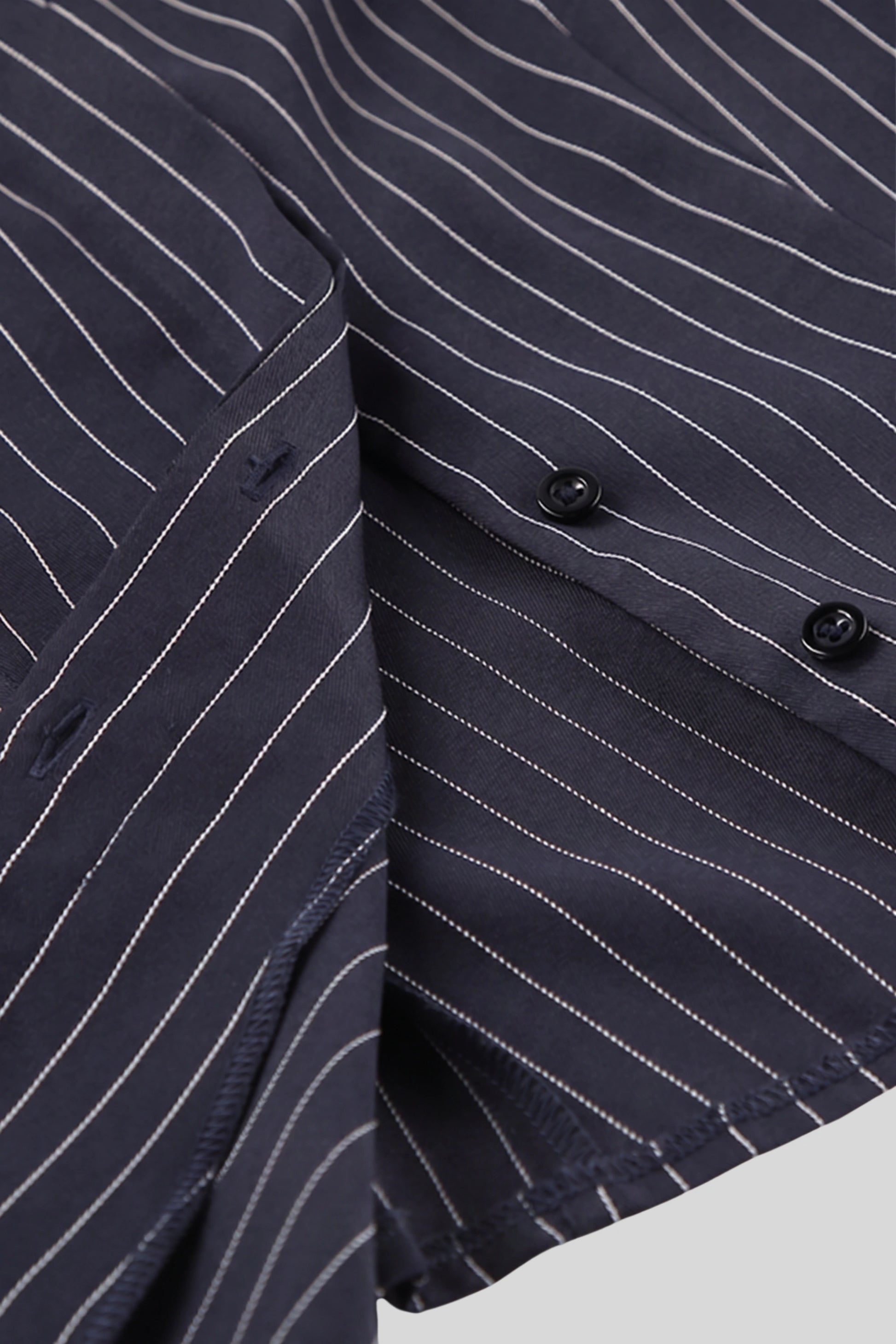 Alzya Navy Striped Blazer and Mini Skirt Set Navy Blue