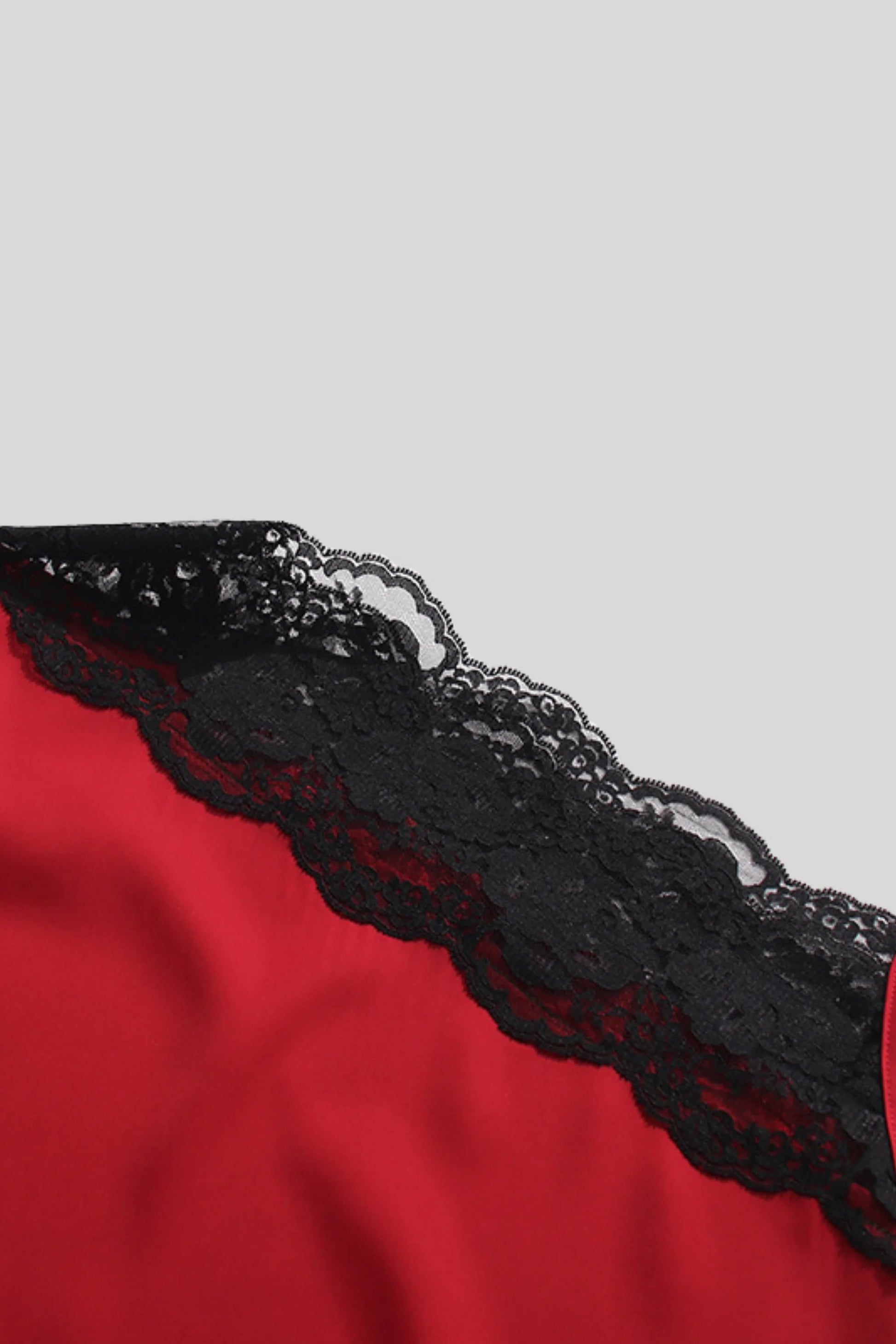 One-Shoulder Lace Trim Mini Dress Red