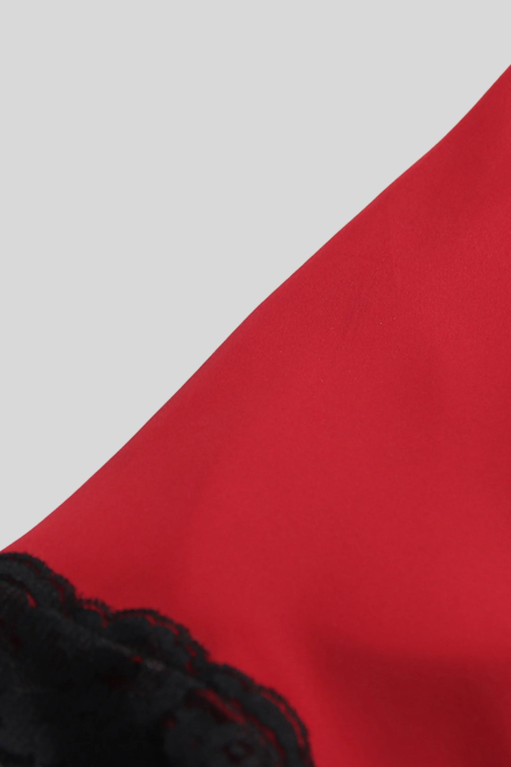 One-Shoulder Lace Trim Mini Dress Red