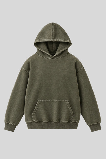 Oversized Hooded Cotton Woman Sweatshirt Military Green
