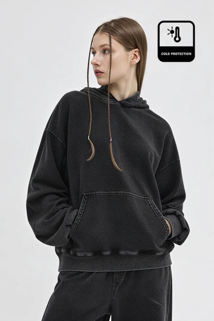 Oversized Hooded Sweatshirt – Black Black